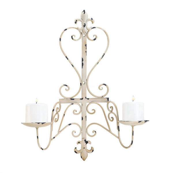 Antiqued Fleur De Lis Candle Sconce