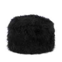 Fuzzy Black Ottoman Pouf