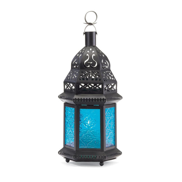 Blue Glass Candle Lantern