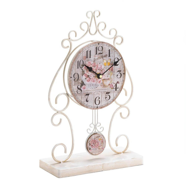 Country Rose Tabletop Clock