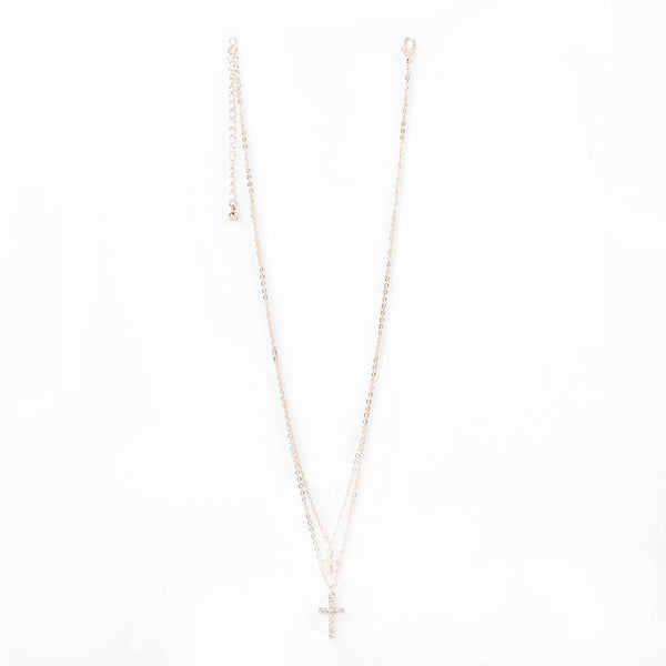 Faithful Cross Double Chain Necklace