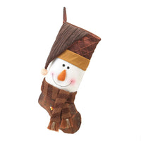 Golden Sparkle Snowman Christmas Stocking