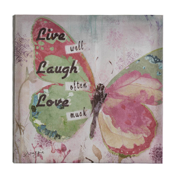 Live Laugh Love Butterfly Canvas Wall