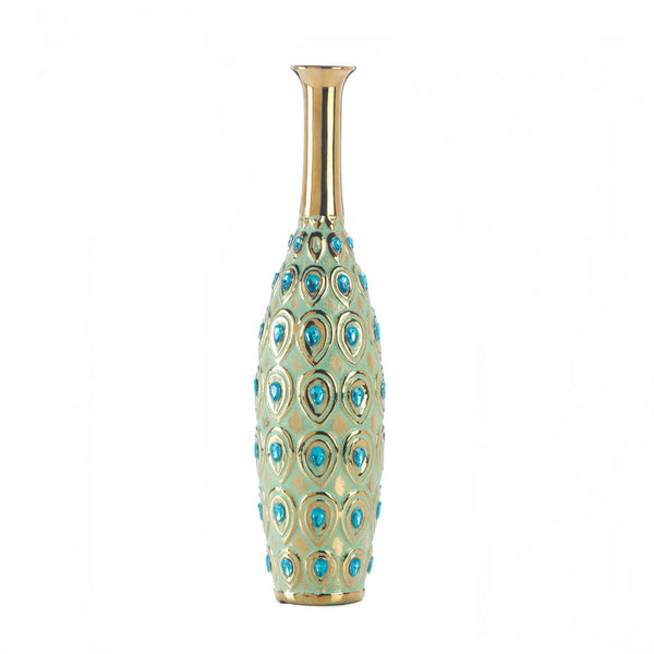 Peacock Long Neck Jewel Vase