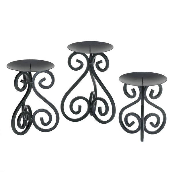 Scrollwork Candle Holders Stand Trio