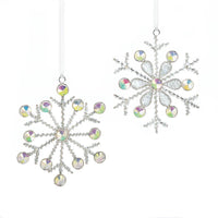 Silver Snowflake Ornaments Duo