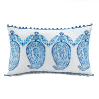 Tasseled Blue Paisley Pillow