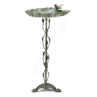 Verdigris Leaf Birdbath