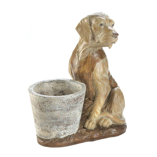 Vested Retriever Dog Flower Pot