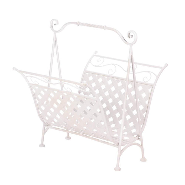 White Basket Weave Magazine Rack