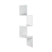 White Corner Shelves With Drawer